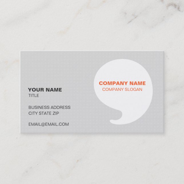 Modern Gray & Orange Design Business Card (Front)