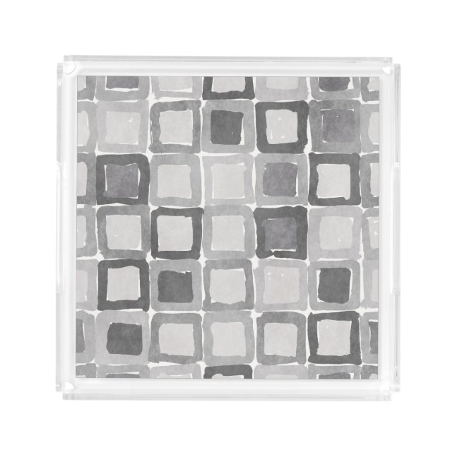 Modern Gray Painted Patches  Acrylic Tray (Front)