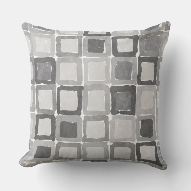 Modern Gray Painted Patches  Throw Pillow (Front)