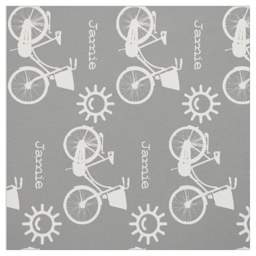 Modern Gray Pattern Sunshine Bicycle Personalized Fabric