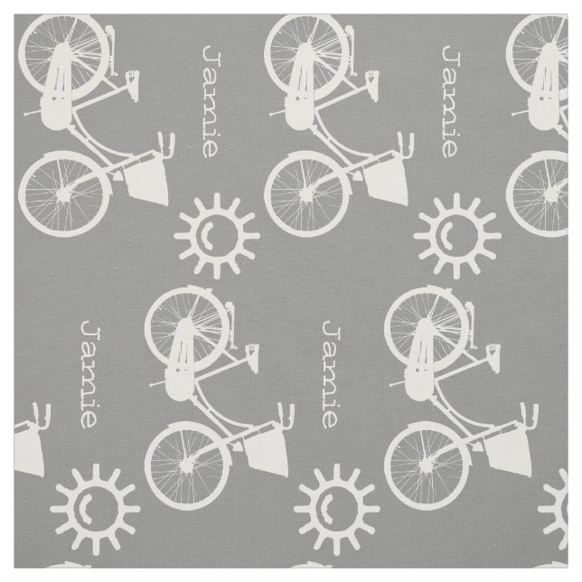 Modern Gray Pattern Sunshine Bicycle Personalized Fabric (Swatch)