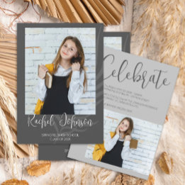 Modern Gray Photo Graduation Invitation