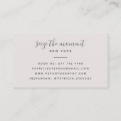 Modern gray photographer script typography photo business card (Back)