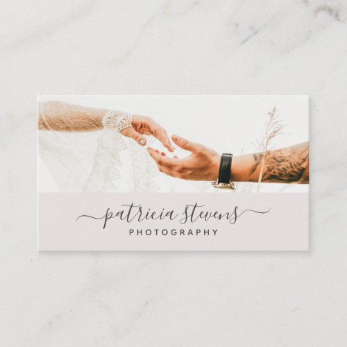 Modern gray photographer script typography photo business card