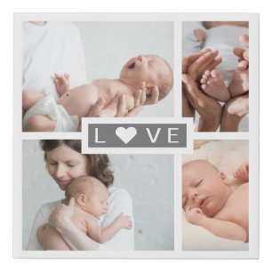 Modern Gray Photos Love Faux Canvas Print