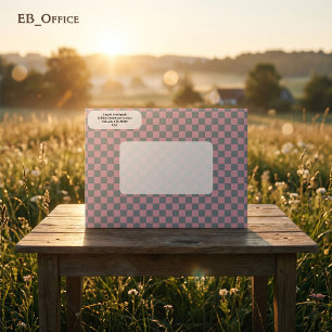 Modern Gray & Pink Checkered  Return Address  Envelope