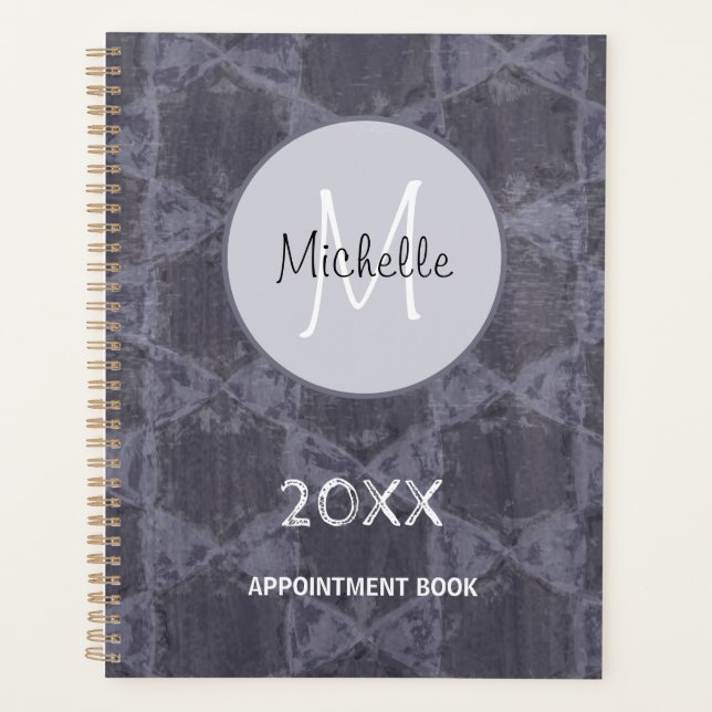 Modern Gray Pink Circles Geometric Monogram Planner (Front)