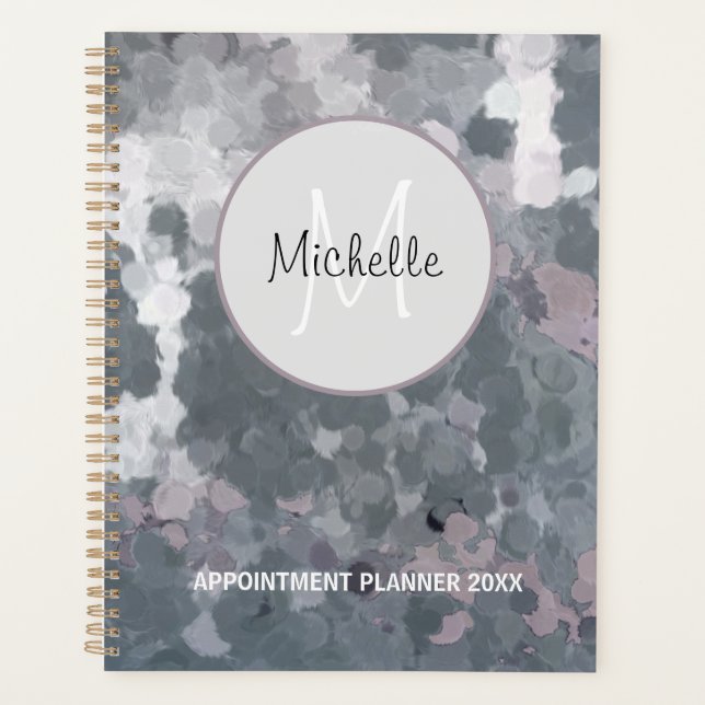 Modern Gray Pink Circles Geometric Personalize    Planner (Front)
