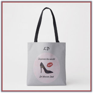 Modern Gray & Pink High Heel Support Women Tote Bag