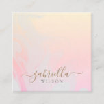 Modern Gray| Pink Peach Gradient Marble Signature Square Business Card at Zazzle