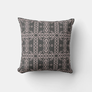 Modern Gray Pink Tribal Safari Jungle Pattern Throw Pillow