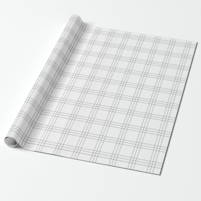 Modern Gray Plaid |Large Pattern| Wrapping Paper (Unrolled)