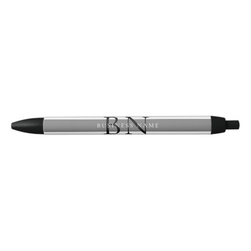 Modern Gray Professional Business Monogram Black Ink Pen