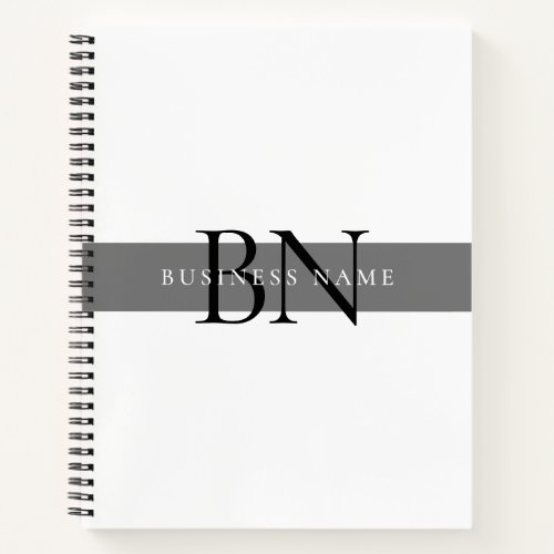 Modern Gray Professional Business Monogram Notebook