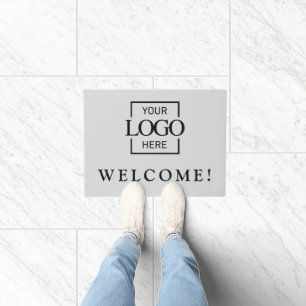 Modern Gray Promotional Business Logo Door Mat
