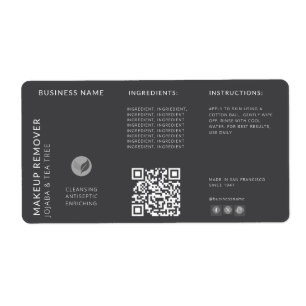 Modern Gray QR Code Wraparound Bottle Ingredient Label