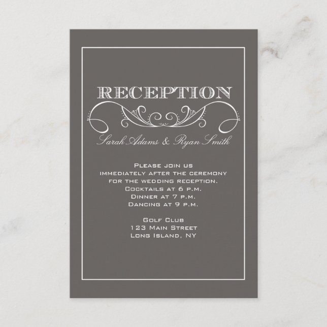 Modern Gray Reception Invitation (Front)