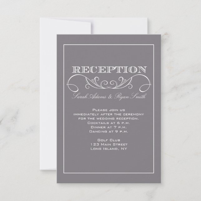 Modern Gray Reception Invitation (Front)