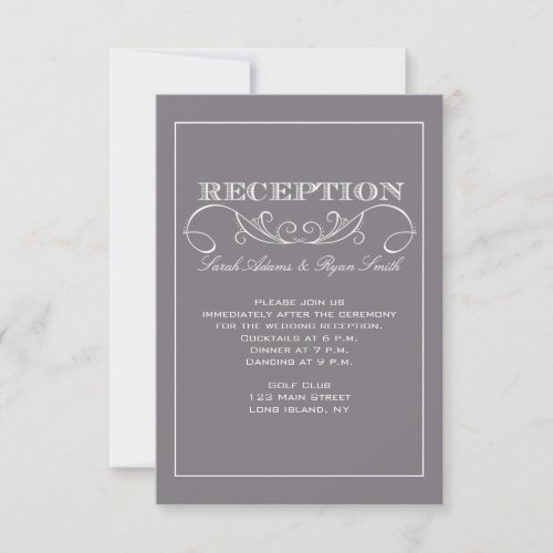 Modern Gray Reception Invitation