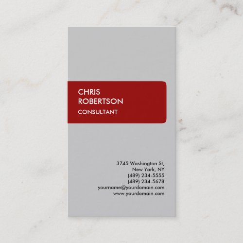 Modern Gray Red Attractive Charming Business Card