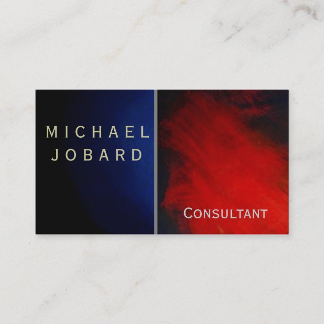 Modern Gray Red Blue Consultant Business Card (Front)