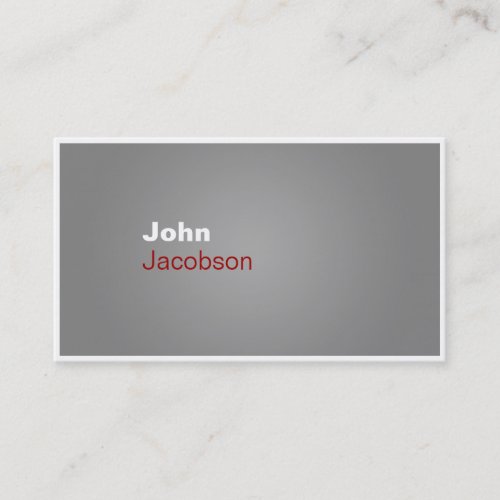 Modern Gray, Red &amp; White Plain Business Card