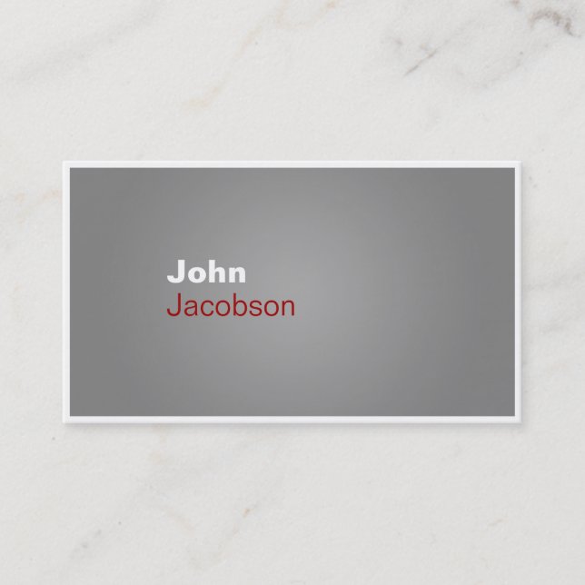 Modern Gray, Red & White Plain Business Card (Front)