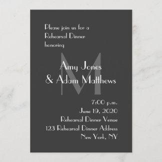 Modern Gray Rehearsal Dinner Invitation