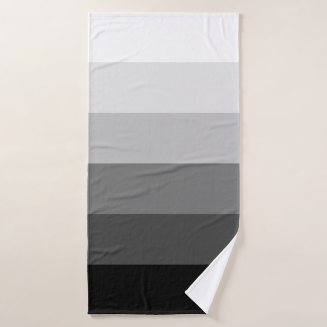 Modern gray scale gradient stripes pattern bath towel set (Bath Towel)