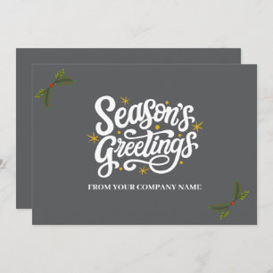 Modern Gray Season Greetings Business Holiday Card