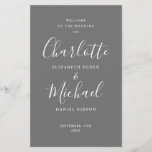 Modern Gray Signature Script Wedding Program<br><div class="desc">Gray signature script wedding program featuring chic modern typography,  this stylish wedding program can be personalized with your special wedding day information. Designed by Thisisnotme©</div>
