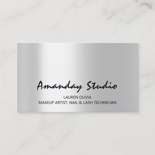 Modern Gray Silver Appointment Card Minimal (Front)