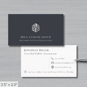 Modern Gray Silver Geometric Logo Business Card
