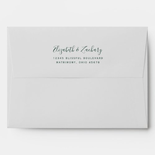 Modern Gray Silver Glitter Green Script Wedding Envelope
