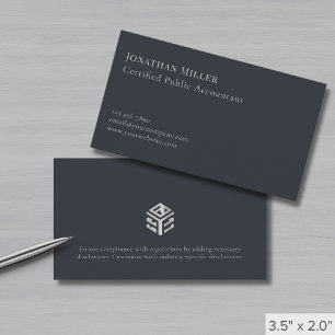 Modern Gray Silver Logo Business Card