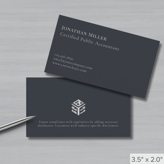 Modern Gray Silver Logo Business Card (Creator Uploaded)