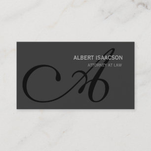 Modern Gray Simple Black Monogram Business Card