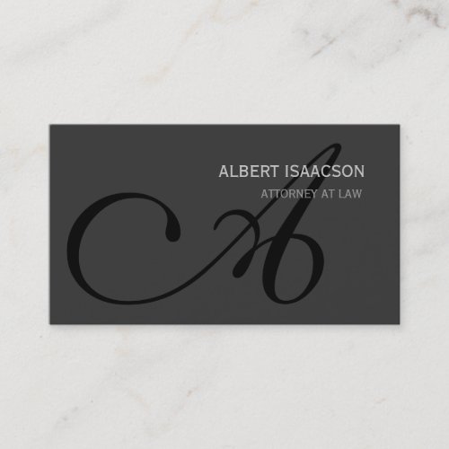 Modern Gray Simple Black Monogram Business Card