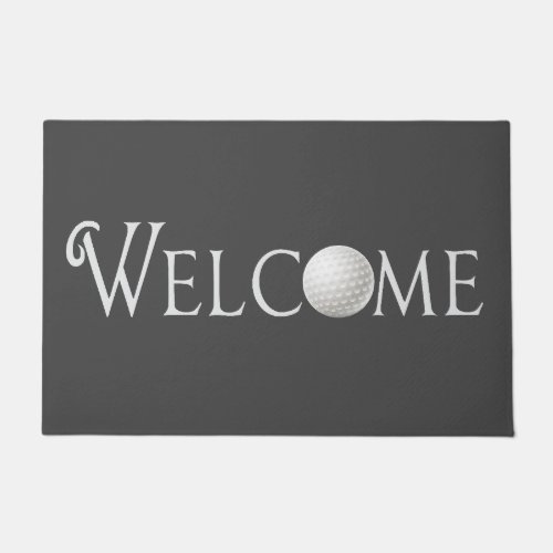 Modern Gray Simple Golf Ball Welcome Doormat