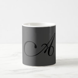 Modern Gray Simple Monogram Add Your Name Initial Coffee Mug
