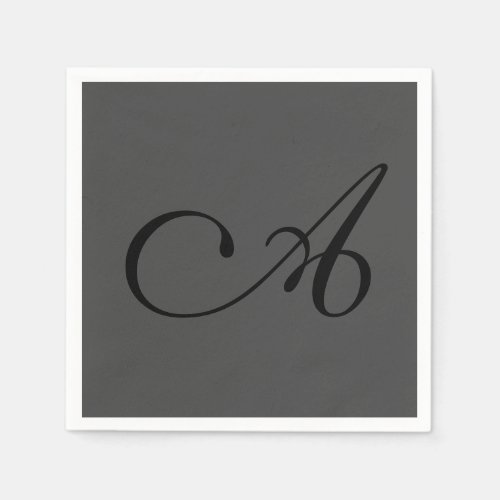 Modern Gray Simple Monogram Add Your Name Initial Napkins