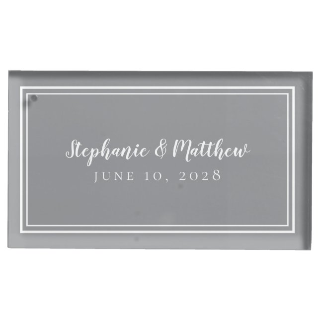 Modern Gray Simple Wedding Reception Table Place Card Holder (Front)