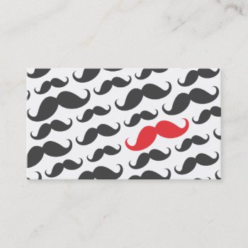 Modern Gray Single Red Mustache Professional Business Card by MustacheGifts at Zazzle