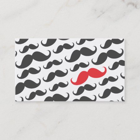 Modern Gray Single Red Mustache Professional Business Card