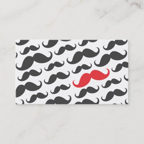 Modern gray single red mustache professional business card