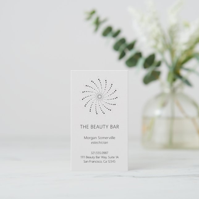 Modern Gray Spiral Dot Elegant Business Card (Standing Front)
