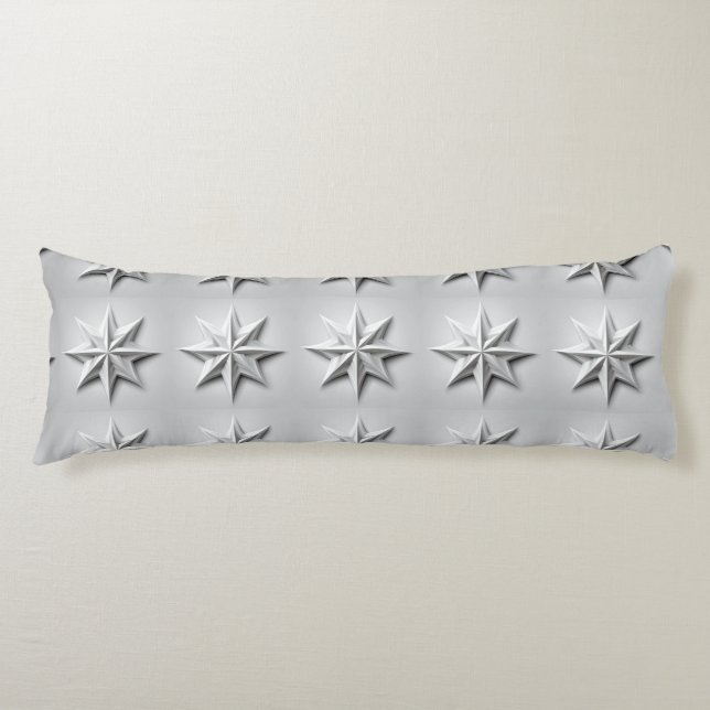 Modern Gray Star Body Pillow (Front)