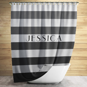 Modern Gray Striped Pattern Shower Curtain