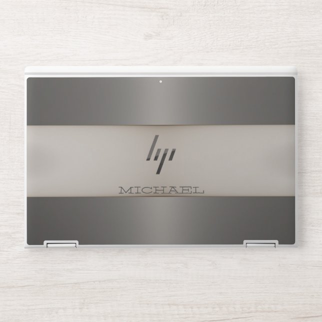 Modern Gray  Striped - Personalized HP Laptop Skin (Front)