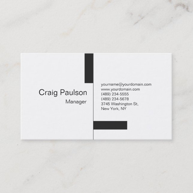 Modern Gray Striped White Business Card (Front)